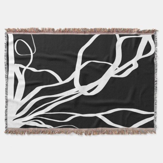 Bouquet Noir: Abstrakt Schwarz & Weiß Decke (Vorderseite)