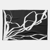 Bouquet Noir: Abstrakt Schwarz & Weiß Geschirrtuch (Horizontal)