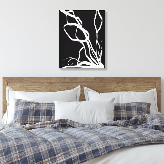 Bouquet Noir: Abstrakt Schwarz & Weiß Leinwanddruck (Insitu (Schlafzimmer))