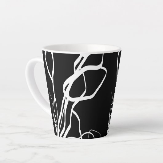 Bouquet Noir: Abstrakt Schwarz & Weiß Milchtasse (Linke Ecke)