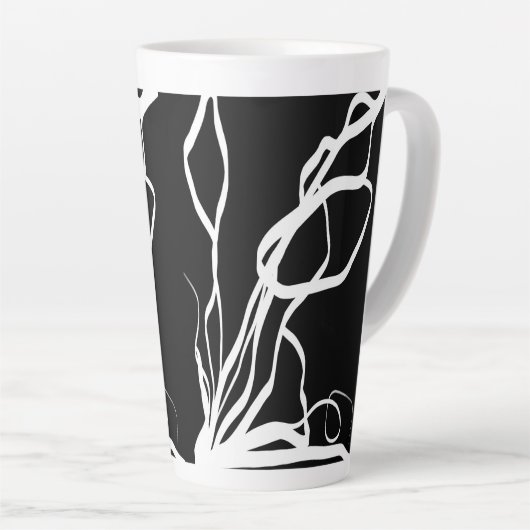 Bouquet Noir: Abstrakt Schwarz & Weiß Milchtasse (Rechte Ecke)