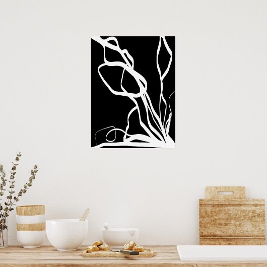 Bouquet Noir: Abstrakt Schwarz & Weiß Poster (Küche)