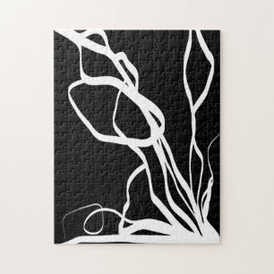 Bouquet Noir: Abstrakt Schwarz & Weiß Puzzle