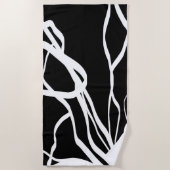 Bouquet Noir: Abstrakt Schwarz & Weiß Strandtuch (Vorderseite)