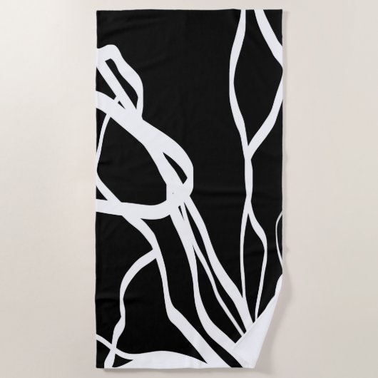 Bouquet Noir: Abstrakt Schwarz & Weiß Strandtuch (Vorderseite)
