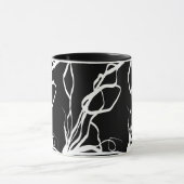 Bouquet Noir: Abstrakt Schwarz & Weiß Tasse (Zentrum)