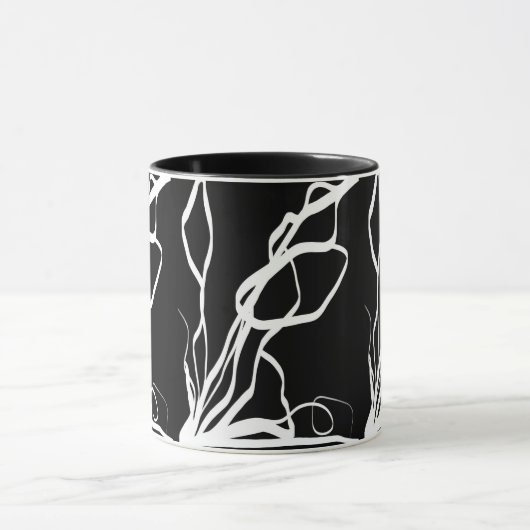 Bouquet Noir: Abstrakt Schwarz & Weiß Tasse (Zentrum)
