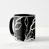 Bouquet Noir: Abstrakt Schwarz & Weiß Tasse (Vorderseite Links)