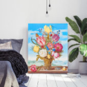 Bouquet of Flowers on a Ledge (1619) by Bosschaert Poster