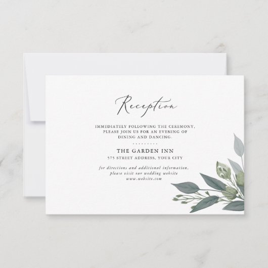 Bouquet of Greenery Empfang Card RSVP Karte (Vorderseite)