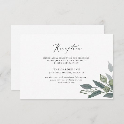 Bouquet of Greenery Empfang Card RSVP Karte (Vorne/Hinten)