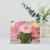 Bouquet of Peonies in glass jar Post card Postkarte (Stehend Vorderseite)