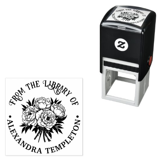 Bouquet of Peonies Library Book Name Embosser Permastempel (Beispiel)