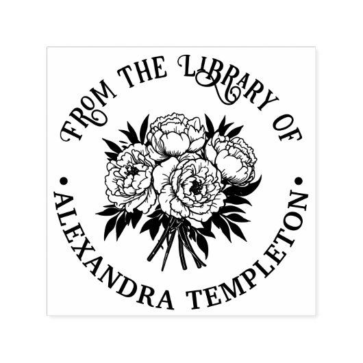 Bouquet of Peonies Library Book Name Embosser Permastempel (Design)
