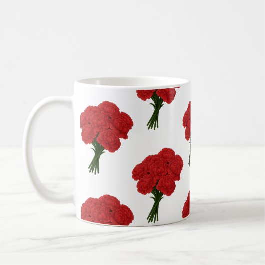 Bouquet of Red Carnation - Elegante Romantische Ku Kaffeetasse (Links)