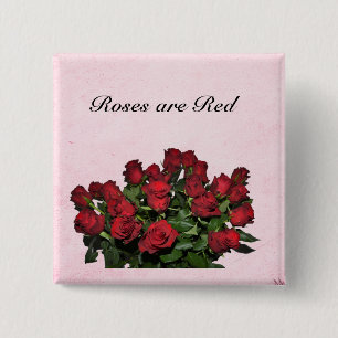 Bouquet of red roses button