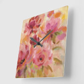 Bouquet of Roses Quadratische Wanduhr (Winkel)