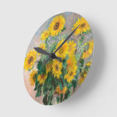 Bouquet of Sunflowers by Monet Impressionist Runde Wanduhr (Winkel)