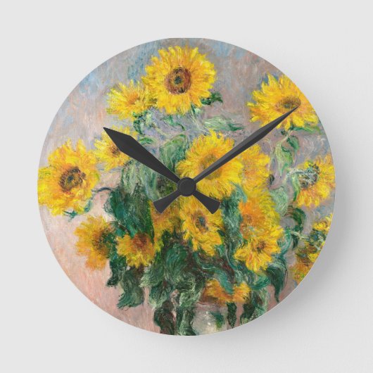 Bouquet of Sunflowers by Monet Impressionist Runde Wanduhr (Vorderseite)