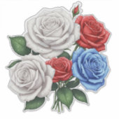 Bouquet of White, Red, and Blue Roses Aufkleber (Vorderseite)