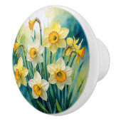 Bouquet of Yellow Daffodils Wasserfarbe Keramikknauf (Rechts)