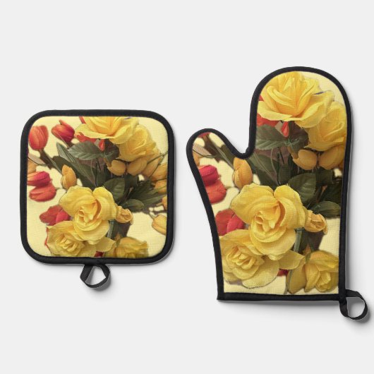 "Bouquet" Oven Mitt & Pot Holder Set (Vorderseite)