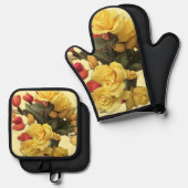 "Bouquet" Oven Mitt & Pot Holder Set (Vorderseite/Rückseite)