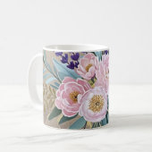 Bouquet-Pfennige Lavendel-Blume Rustikal Kaffeetasse (Vorderseite Links)
