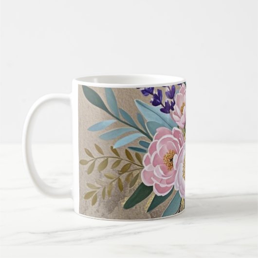 Bouquet-Pfennige Lavendel-Blume Rustikal Kaffeetasse (Links)