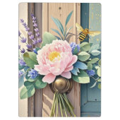 Bouquet-Pfennige Lavendel-Blume Rustikal Klemmbrett (Rückseite)