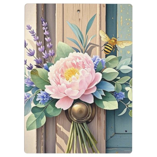 Bouquet-Pfennige Lavendel-Blume Rustikal Klemmbrett (Rückseite)