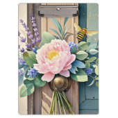 Bouquet-Pfennige Lavendel-Blume Rustikal Klemmbrett (Vorderseite)