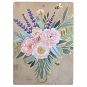 Bouquet-Pfennige Lavendel-Blume Rustikal Klemmbrett (Rückseite)