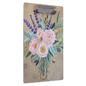 Bouquet-Pfennige Lavendel-Blume Rustikal Klemmbrett (Rechts)