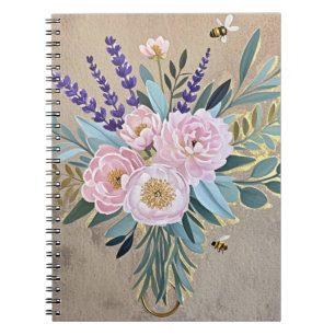 Bouquet-Pfennige Lavendel-Blume Rustikal Notizblock