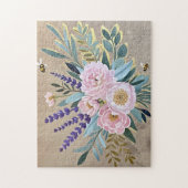 Bouquet-Pfennige Lavendel-Blume Rustikal Puzzle (Vertikal)