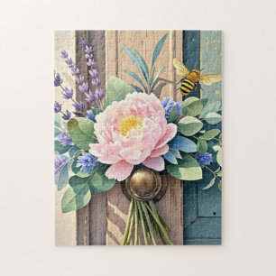 Bouquet-Pfennige Lavendel-Blume Rustikal Puzzle