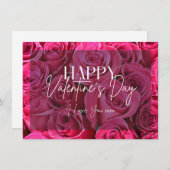 Bouquet Pink Roses Happy Valentine's Day Card Einladung (Vorne/Hinten)