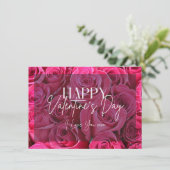 Bouquet Pink Roses Happy Valentine's Day Card Einladung (Stehend Vorderseite)