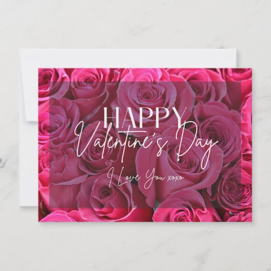 Bouquet Pink Roses Happy Valentine's Day Card Einladung (Vorderseite)