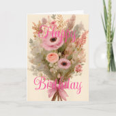 Bouquet Pink Spring Blumen Happy Birthday Karte (Vorderseite)