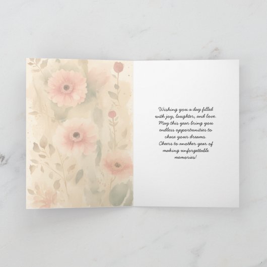 Bouquet Pink Spring Blumen Happy Birthday Karte (Innenseite)