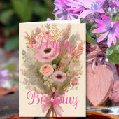 Bouquet Pink Spring Blumen Happy Birthday Karte