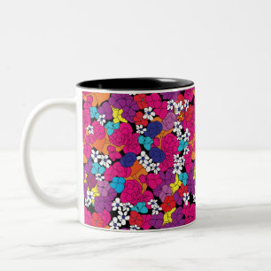 Bouquet Pink und Lila Zwei-Tone-Kaffee-Tasse Zweifarbige Tasse