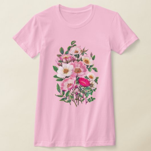Bouquet Pink & White Wild Rose Blume T-Shirt (Ablage )