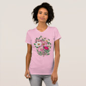 Bouquet Pink & White Wild Rose Blume T-Shirt (Vorne ganz)