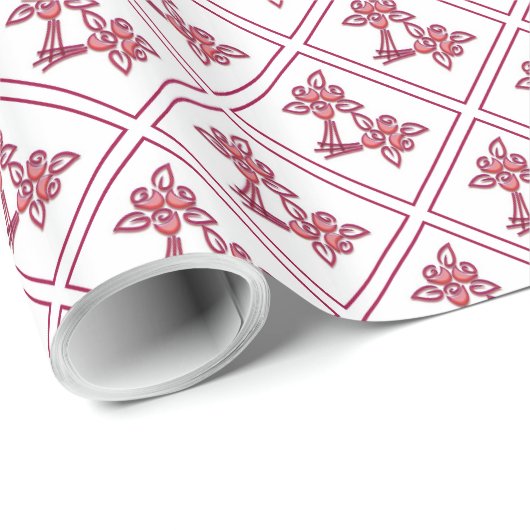 Bouquet Print Red Geschenkpapier (Rolleneckpunkt)