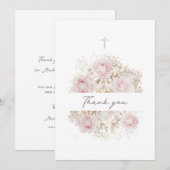 Bouquet rosa | Tauf-Dankeskarten Einladung (Vorne/Hinten)
