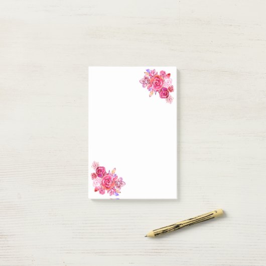 Bouquet Rose Blume Post-it Klebezettel (Auf Schreibtisch)