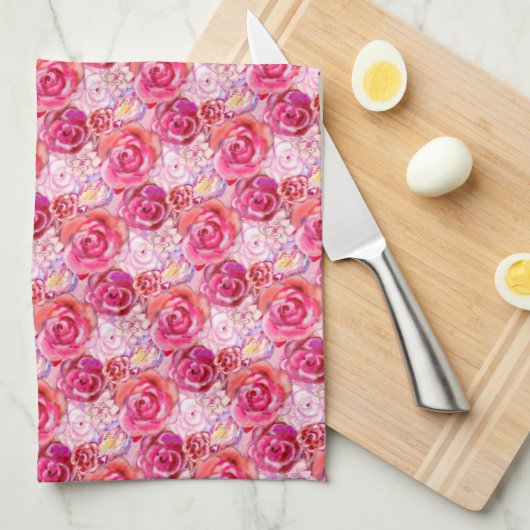 Bouquet Rose Küchentücher (Viertel Falte)